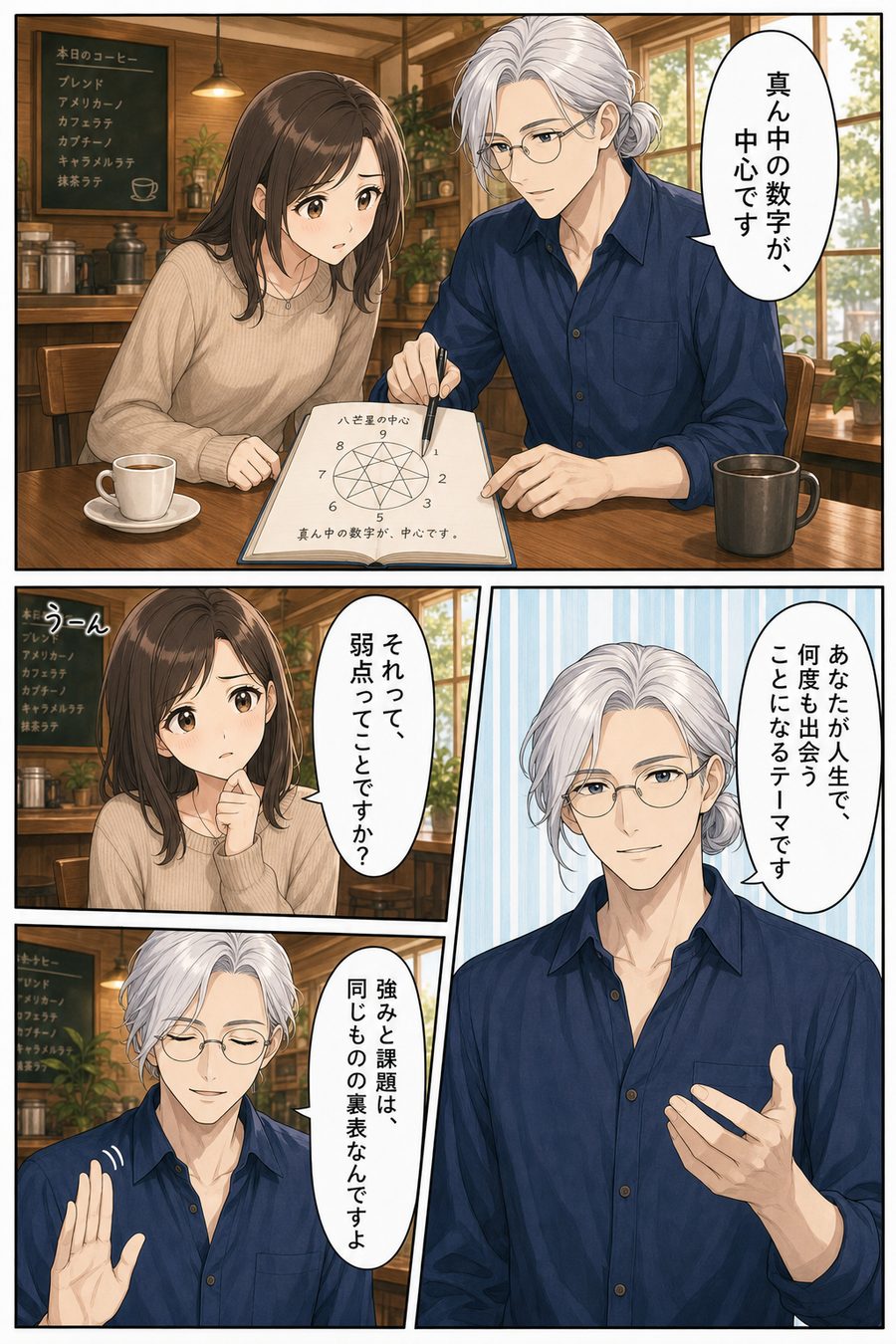 中心の数字が示すのは「何度も出会うテーマ」。強みと課題は裏表